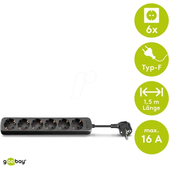 Goobay 96049 6-fach Steckdosenleiste 1,5 m schwarz