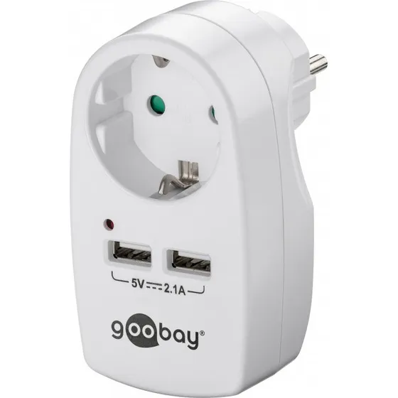 Goobay Schutzkontaktsteckdose 16 A mit 2x USB-Port