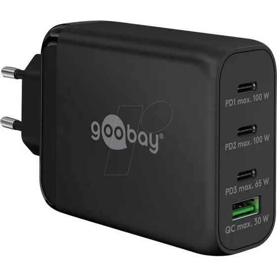 Goobay 65555 USB-C PD GaN 100W Multiport-Ladegert schwarz