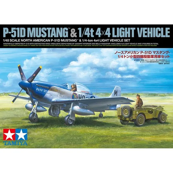 Tamiya 1:48 P-51D Mustang & 4x4 Fahrzeug Set