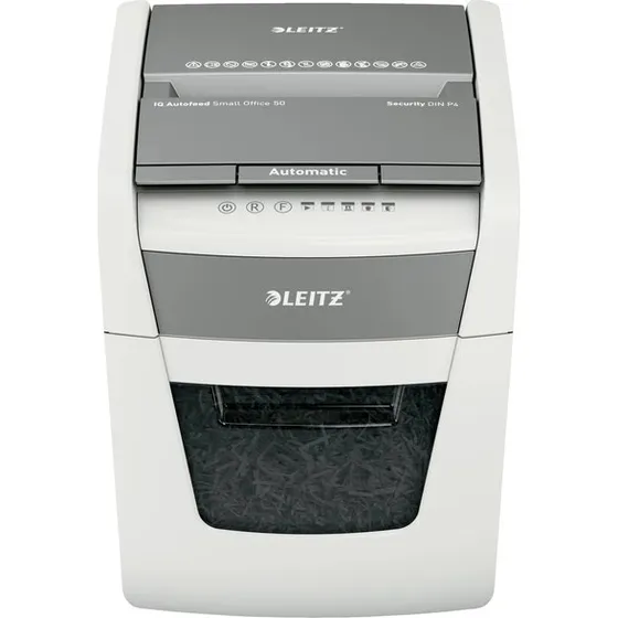 Leitz IQ Autofeed Aktenvernichter P-4, 50 Blatt, weiß