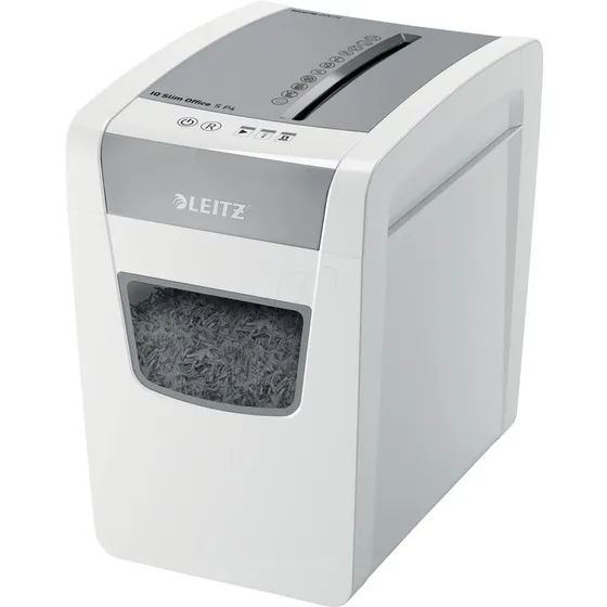 LEITZ IQ Slim Office S P4 Aktenvernichter, 12 Blatt, grau/wei