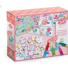 DJECO Fantasie-Malset mit Mädchen-Motiven