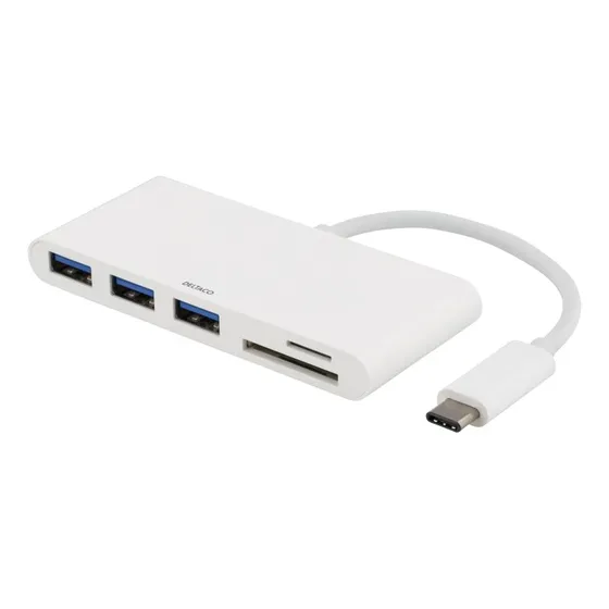 deltaco USB-C Hub 3x USB-A SD/microSD wei
