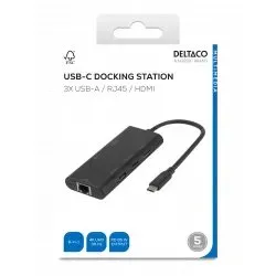 deltaco USB-C-Dockingstation HDMI 3x USB-A RJ45