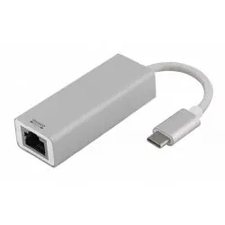 deltaco PRIME USB-C Netzwerkadapter, Gigabit, Aluminium, Silber