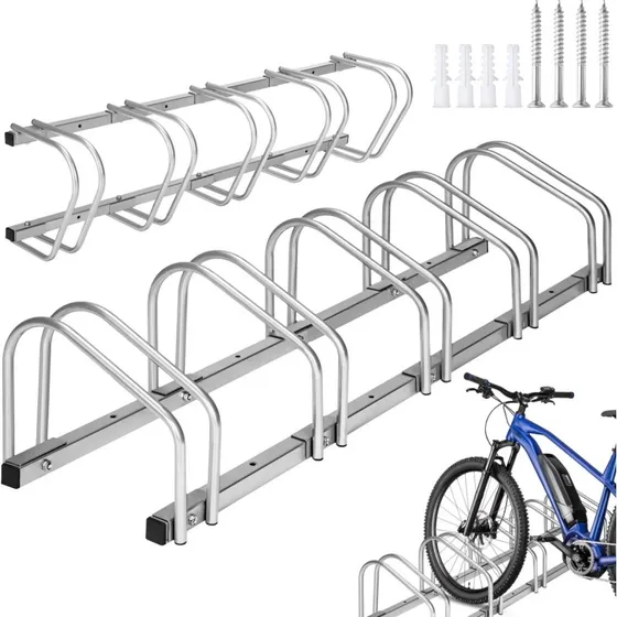 tectake Fahrradständer rostfrei, silber, von beiden Seiten befahrbar
