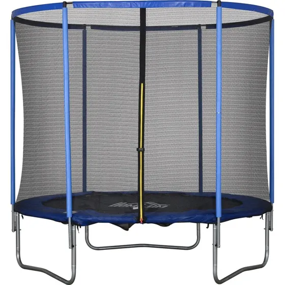 HOMCOM Trampolin 244 cm mit Sicherheitsnetz, Blau-Schwarz