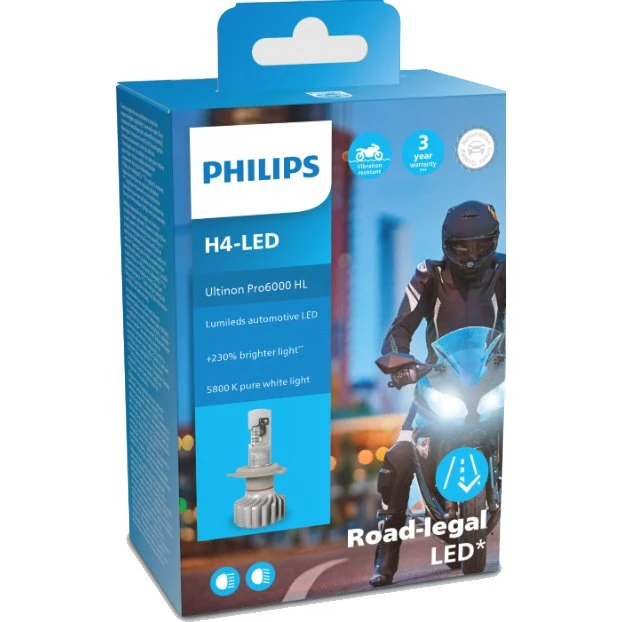 Philips H4 Ultinon Pro6000 LED für Motorräder (straßenzugelassen)