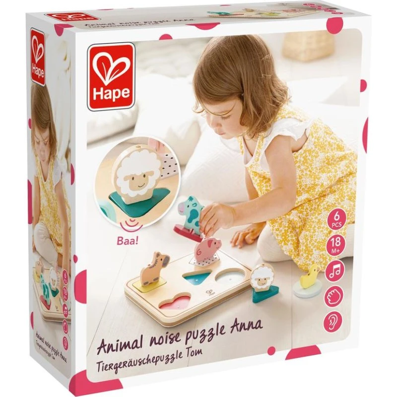 Hape 3D-Sound-Puzzle Nutztiere