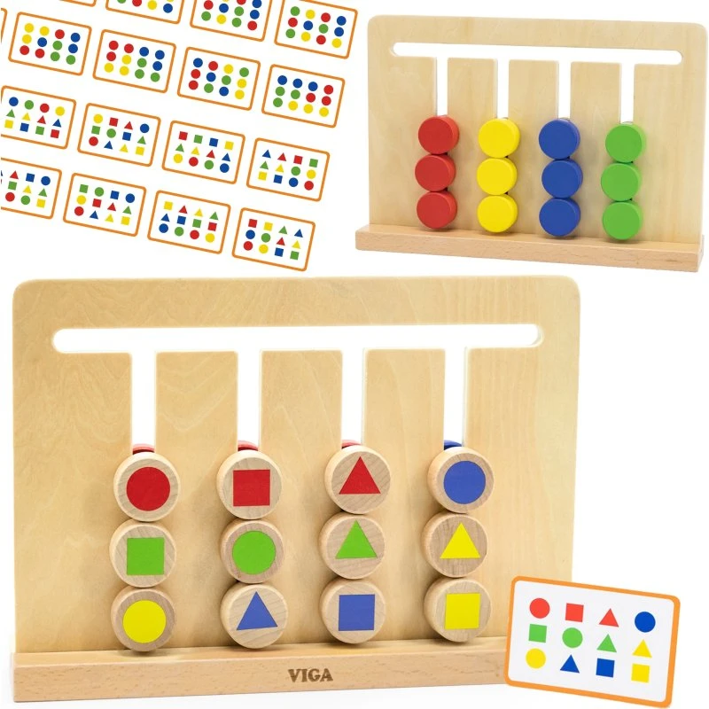 VIGA Logikspiel Holz – Farben & Formen ab 3 Jahren