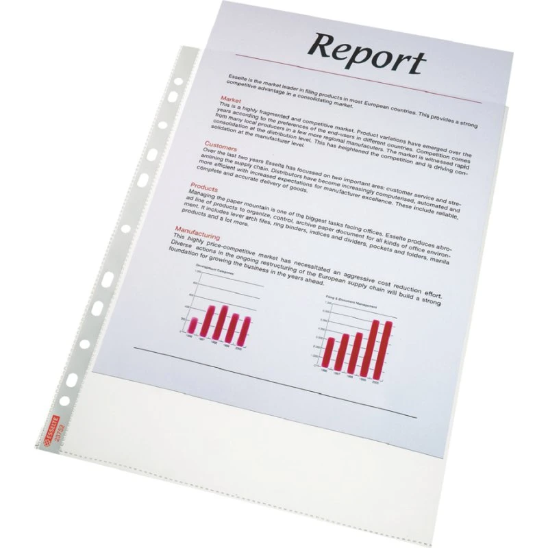 Esselte Standard Prospekthülle A4 genarbt 0,07 mm, 100 Stück