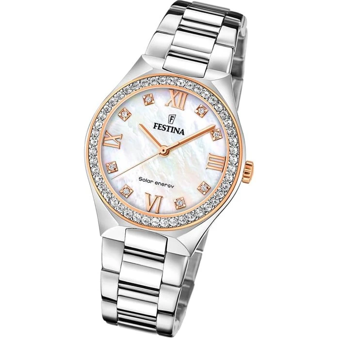 Festina Solar Energy F20658/2 Damen Uhr, Edelstahl, blau schimmernd