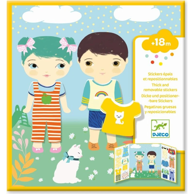 Djeco Wiederverwendbare Aufkleber Kleidung, 43 x 23 cm