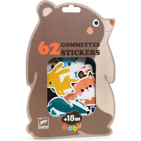 Djeco Tiere des Waldes Aufkleber Set, 62 Stück
