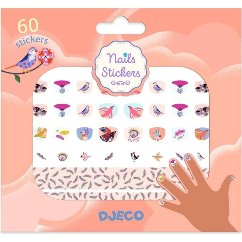 Djeco Nagelsticker Federn – 30 Stück für Kinder ab 4 Jahren