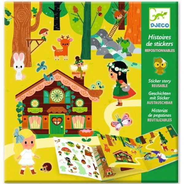 DJECO Stickerbuch Zauberwald – Wiederverwendbare Stickerspiele für Kinder ab 4 Jahren