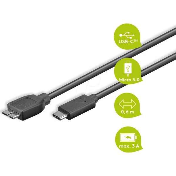 Goobay 67995 USB-C auf Micro-B 3.0, 0,6 m, schwarz