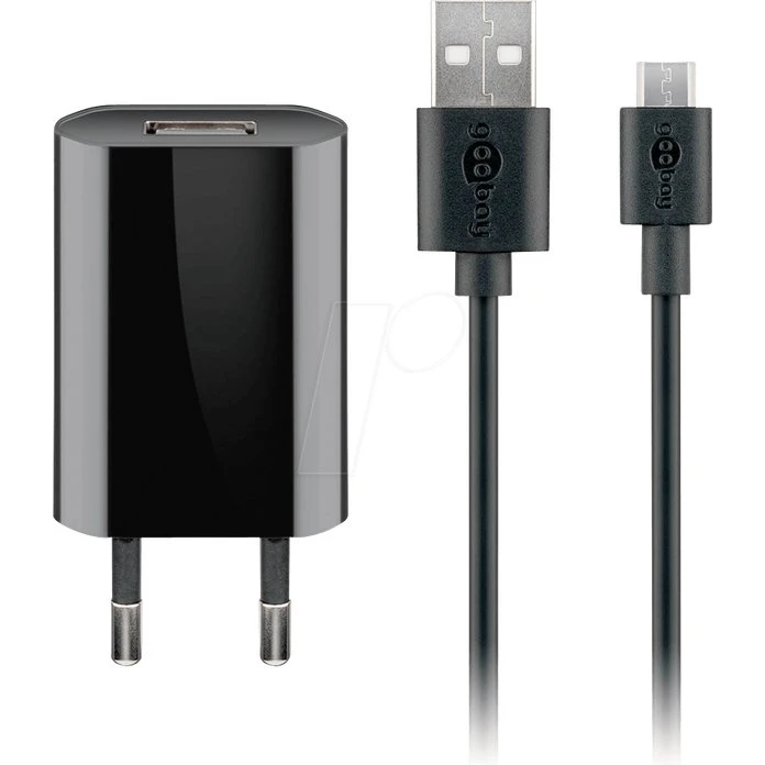 Goobay Micro-USB-Ladeset 5 W, 1 m, schwarz