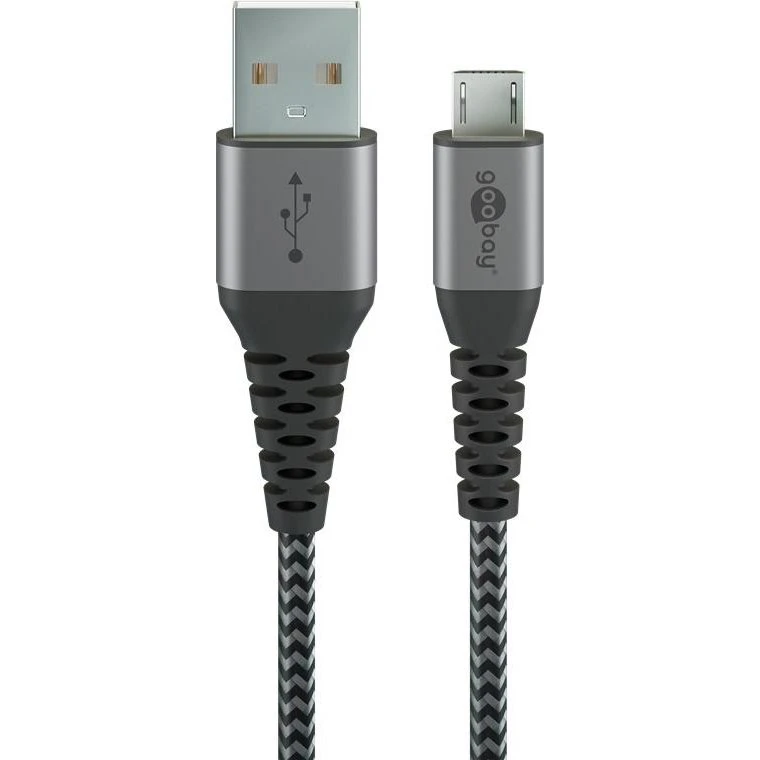 Goobay Micro-USB auf USB-A Textilkabel 1 m spacegrau/silber