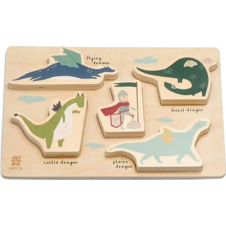 Sebra Holzpuzzle Dragon Tales – 5 Drachen & Ritter