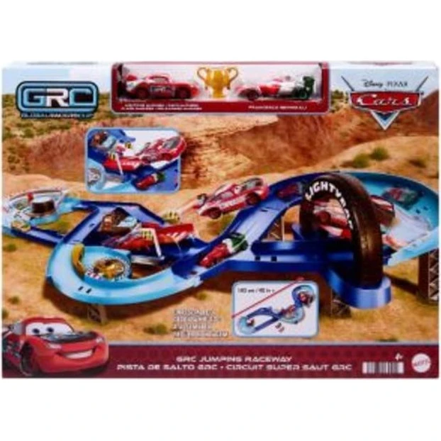 Disney Pixar Cars GRC Sprung-Rennstrecke mit Handkurbel