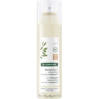 Klorane Hafermilch Trockenshampoo Spray mit Ceramid für dunkles Haar 150 ml