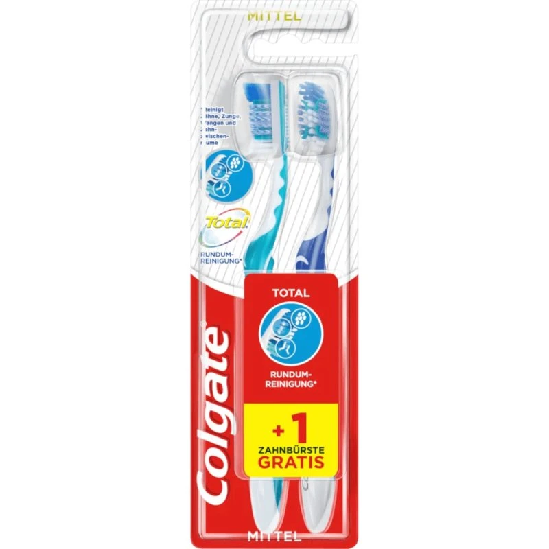 Colgate Total Rundum-Reinigung Zahnbürste Medium, 2 Stk