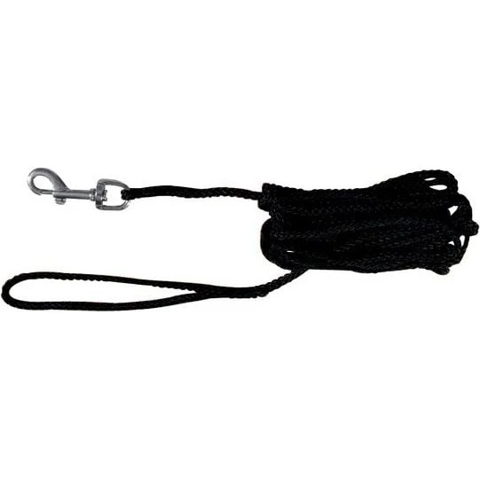 TRIXIE Schleppleine 15 m schwarz, Nylon-Rundtau