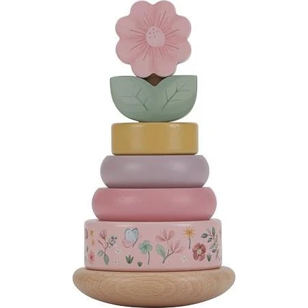 Little Dutch Fairy Garden Holz-Stapelturm mit Ringen (Pink, 10,2x10,2x19,3 cm)