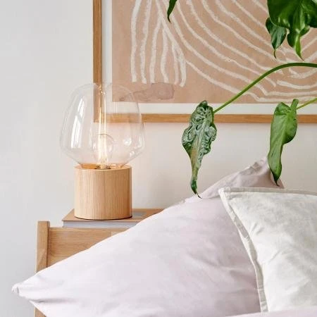 Nordlux Christina Tischleuchte E27 Glas klar, Holz Base
