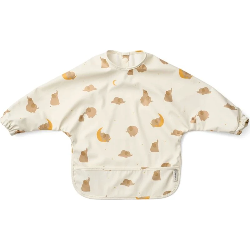 Liewood Merle Langarm-Lätzchen Elephant/Creme de la Creme