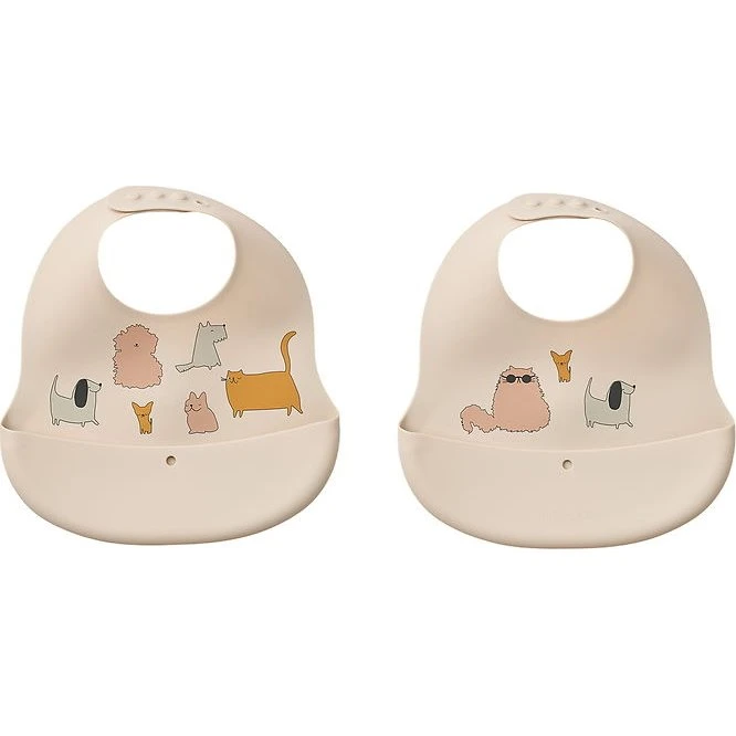 Liewood Ember Lätzchen Cats and Dogs / Sandy (2er-Pack)