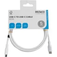 deltaco USB-C 60W Silikon-Kabel 1,5m Weiß