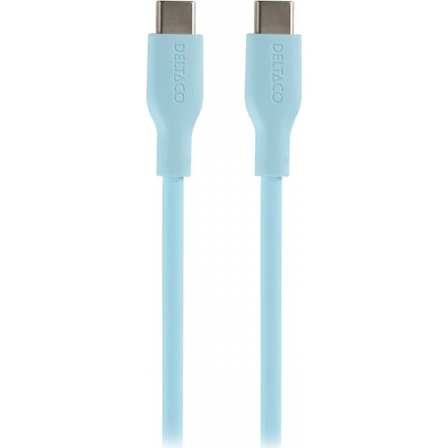 deltaco USB-C-Ladekabel 60W Silikon Türkis 1,5m