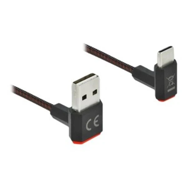 DeLOCK EASY-USB 2.0 Kabel USB-C abgewinkelt, 1 m, schwarz