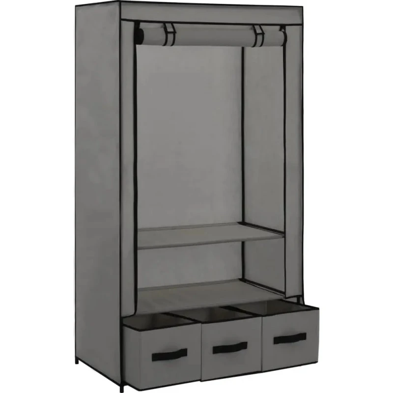 vidaXL Kleiderschrank Grau 87 x 49 x 159 cm Stoff