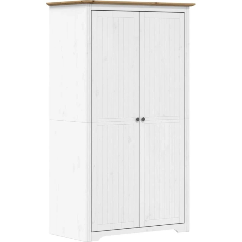 vidaXL Kleiderschrank BODO Weiß-Braun 101x52x176,5 cm Kiefernholz