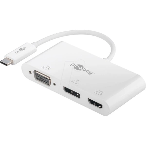 Goobay 52412 USB-C Multiport-Adapter VGA+DP+HDMI