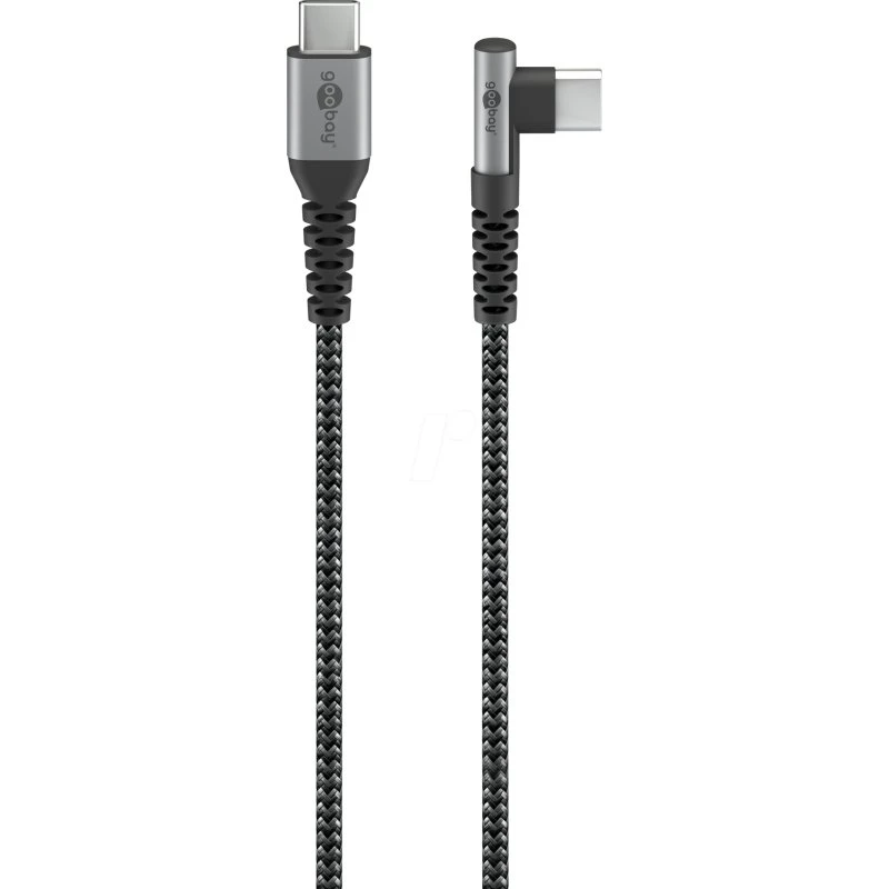 Goobay 64659 USB-C auf USB-C 1 m 90° gewinkelt spacegrau/silber