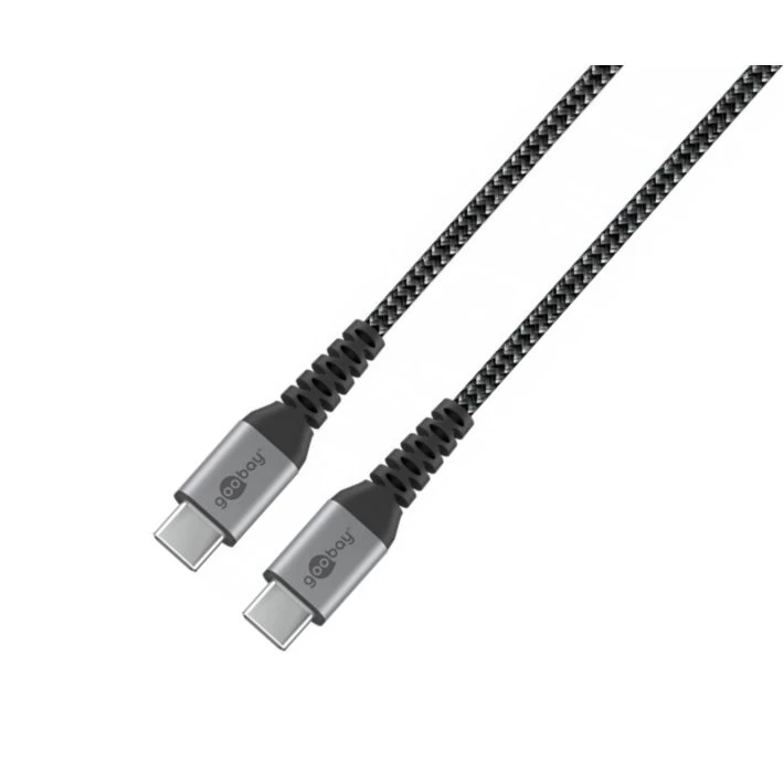 Goobay USB-C auf USB-C Kabel 1m, spacegrau/silber, 60W, 3A