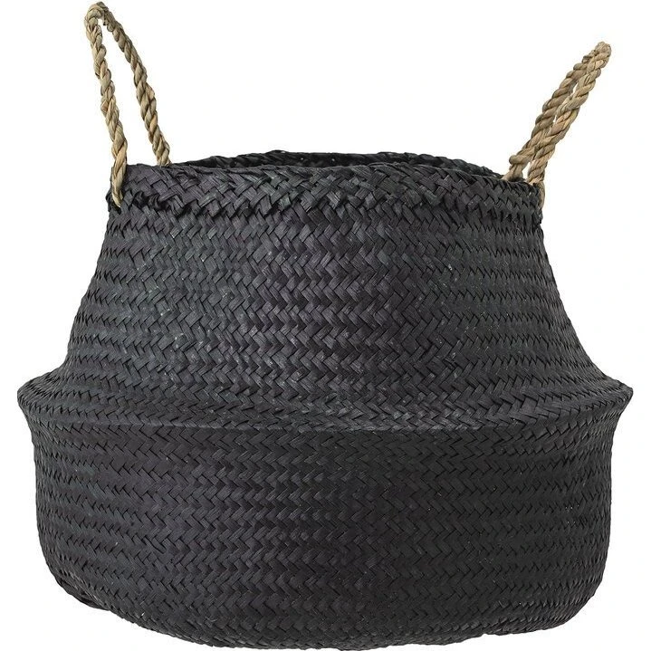 Bloomingville Floria Seegras-Korb Schwarz 12x26 cm