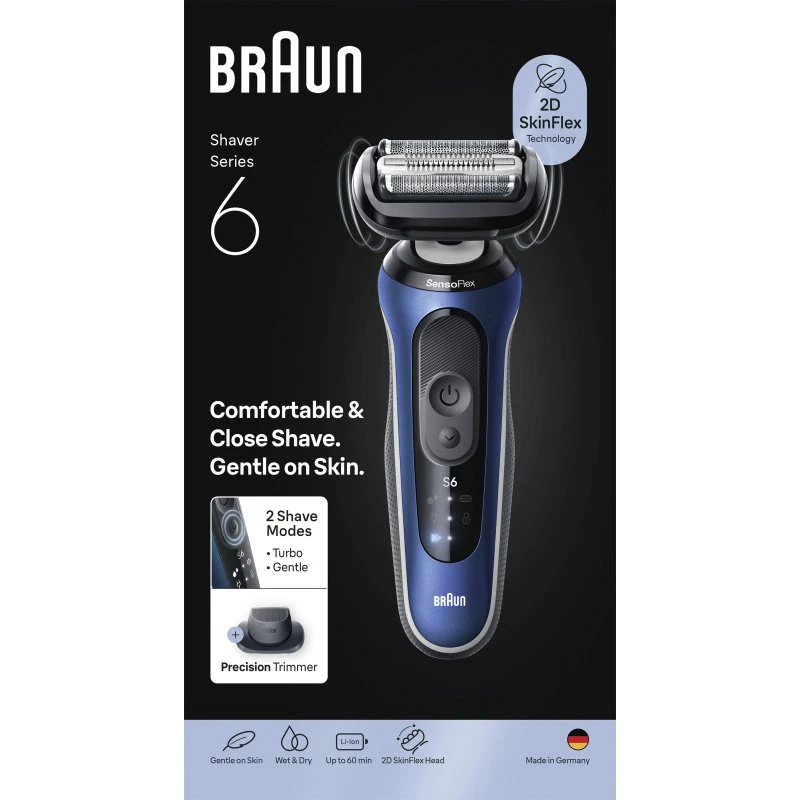 Braun Series 6 62-B1200s Elektrorasierer, blau