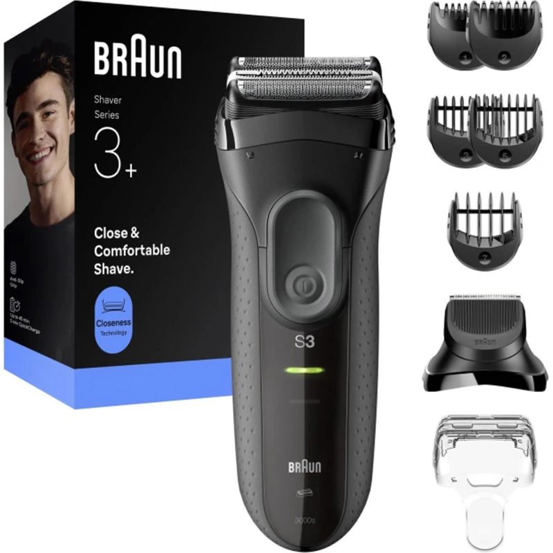 Braun Series 3 ProSkin 3000BT Rasierer (Nass & Trocken), Schwarz/Grau, 45 Min