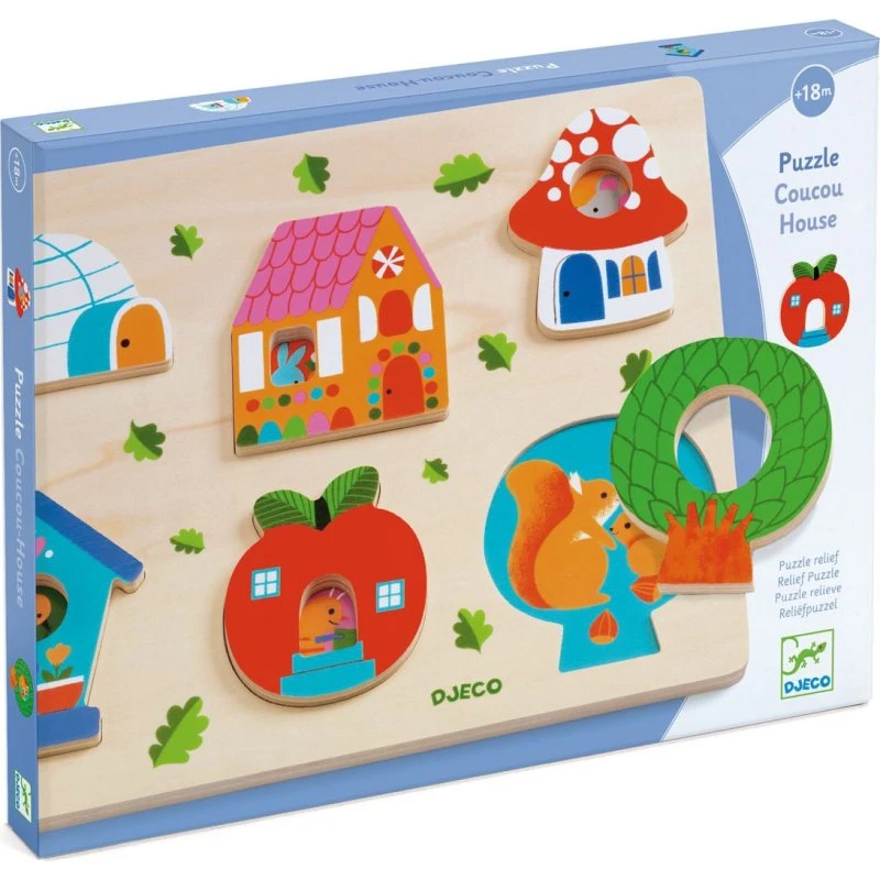 Djeco Coucou-House Relief-Holzpuzzle 6 Teile