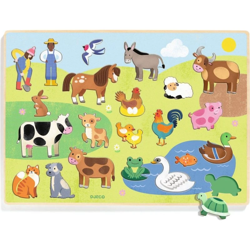Djeco Holzpuzzle Bauernhof mit 22 Teilen