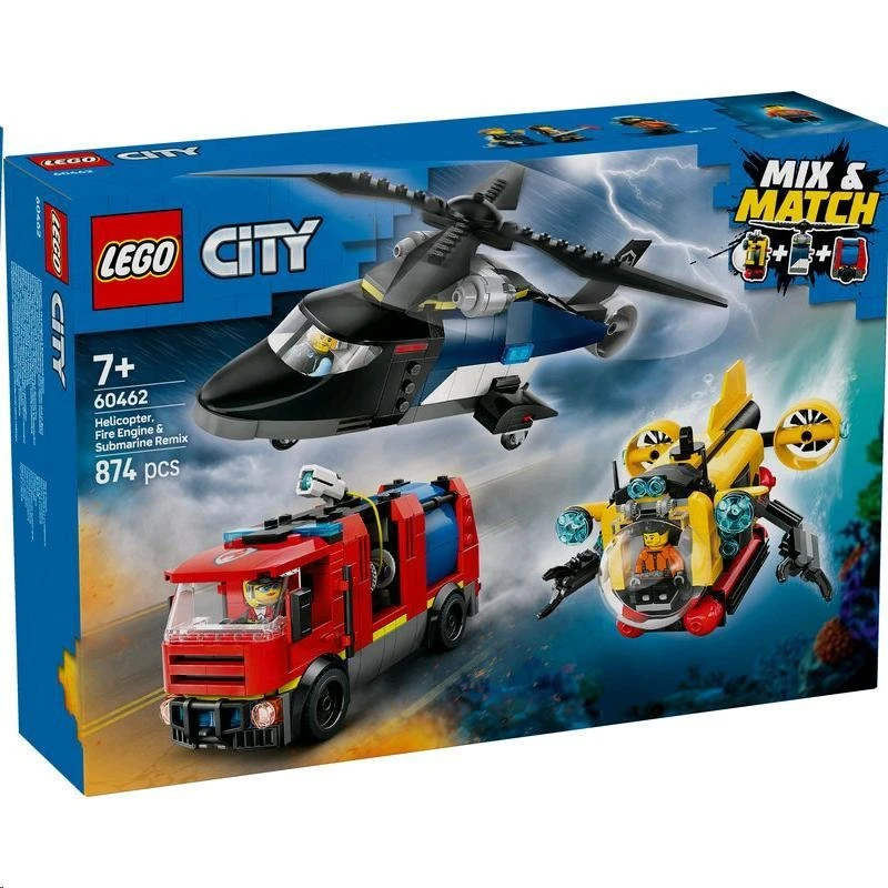 LEGO City Kombinationsset 60462 – Hubschrauber, Löschauto & U-Boot