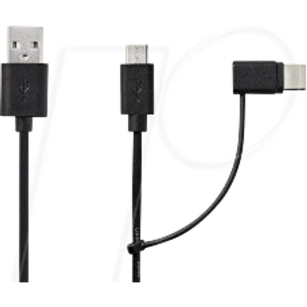Nedis USB 2.0 2-in-1-Kabel 1,0 m schwarz