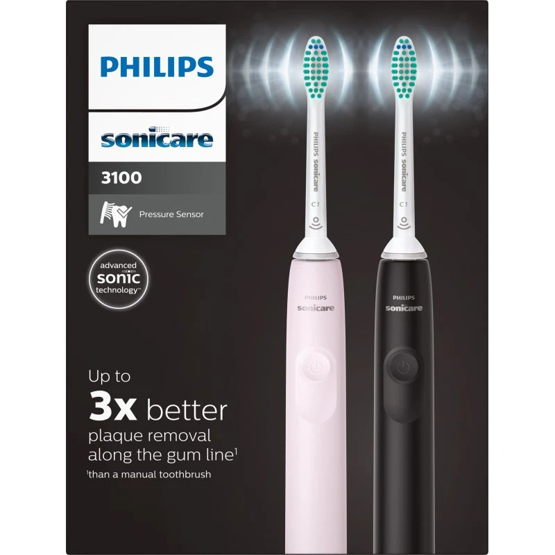 Philips Sonicare 3100 HX3675/15 Schallzahnbürste 2er-Pack (Rosa/Schwarz)