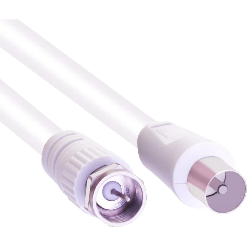Goobay 2,5m SAT-Kabel weiß F-Stecker > Koax-Buchse